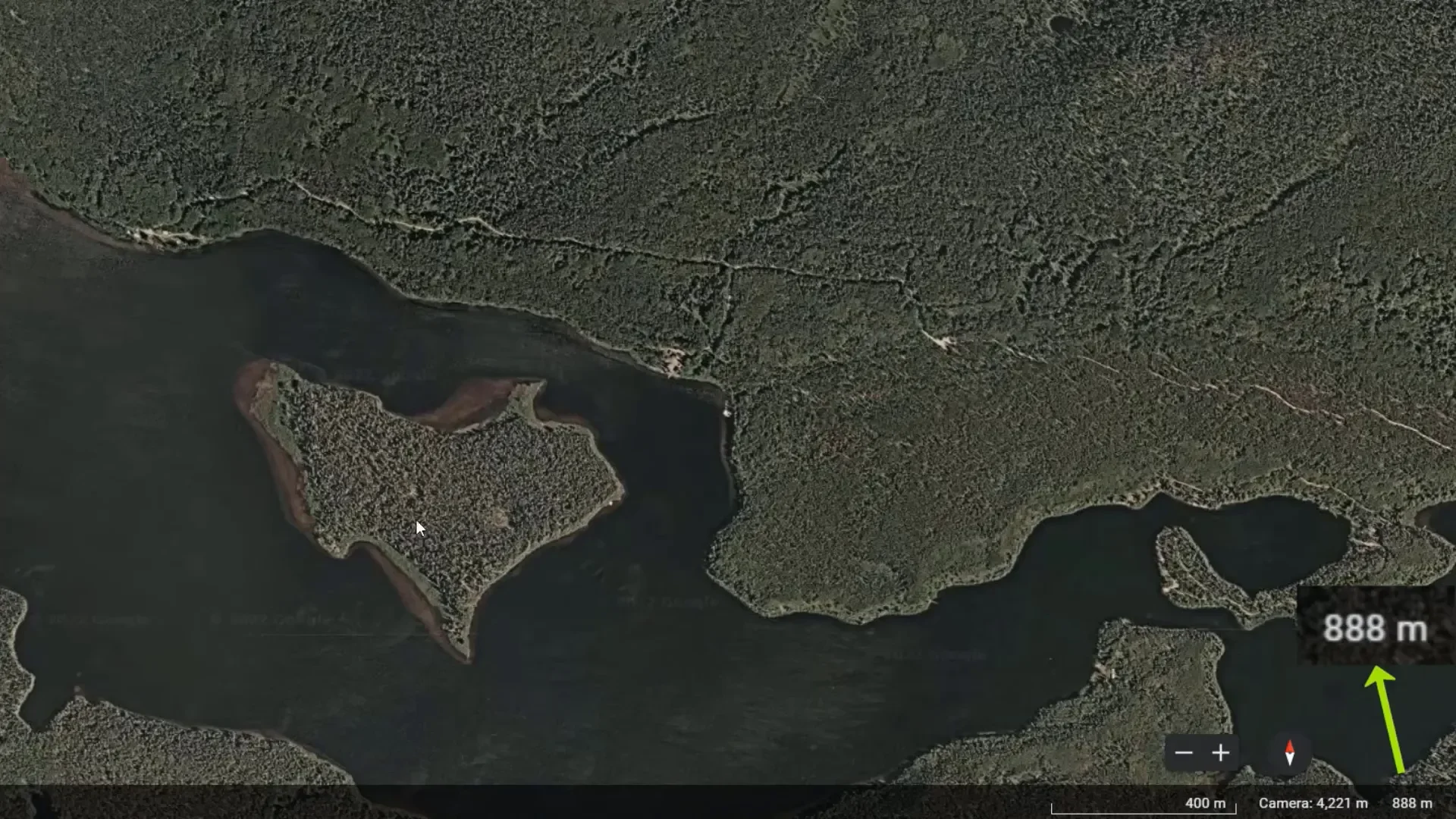Using google earth to explore the elevation of the island.