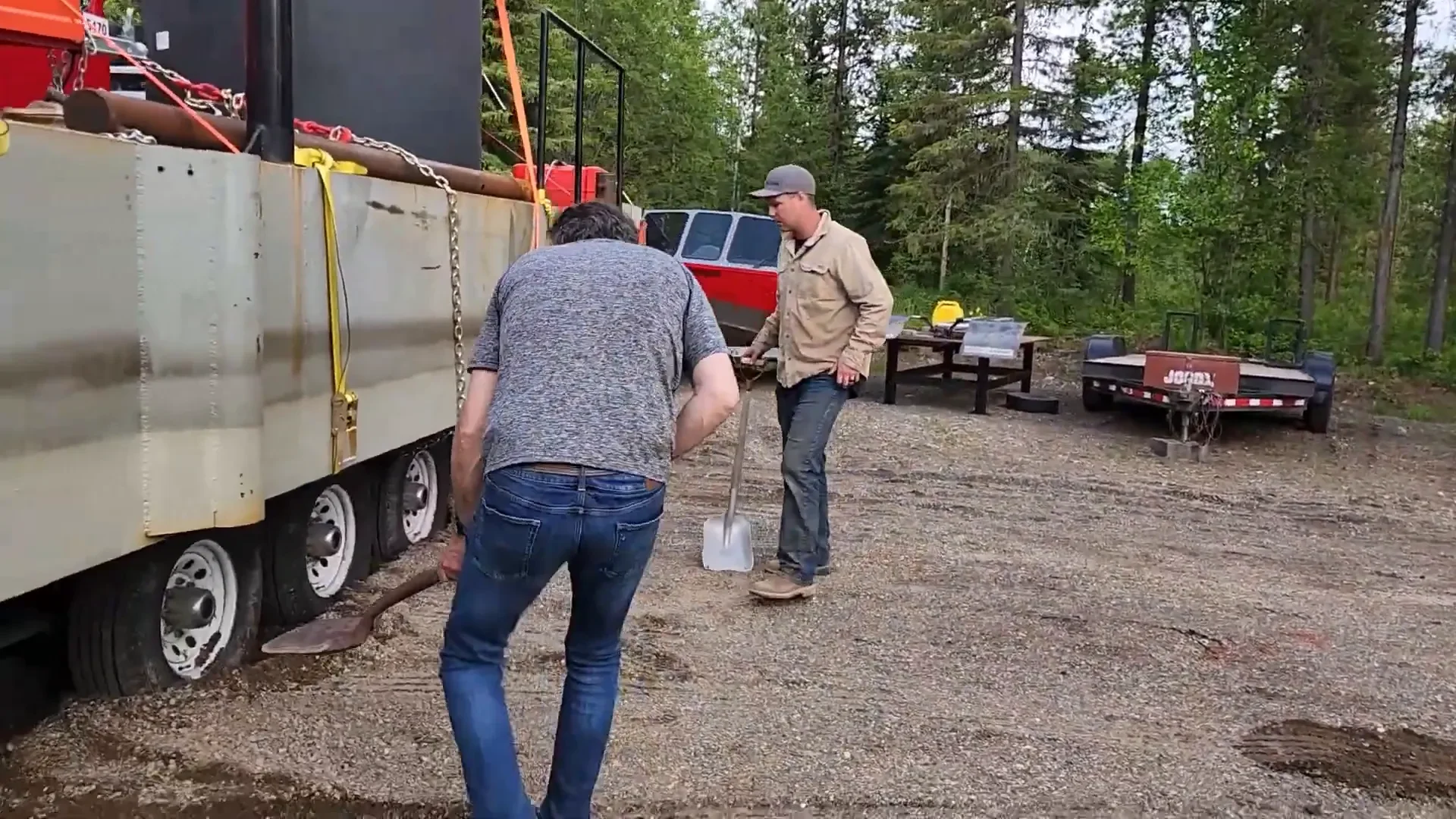 Truck stuck in damien's driveway.