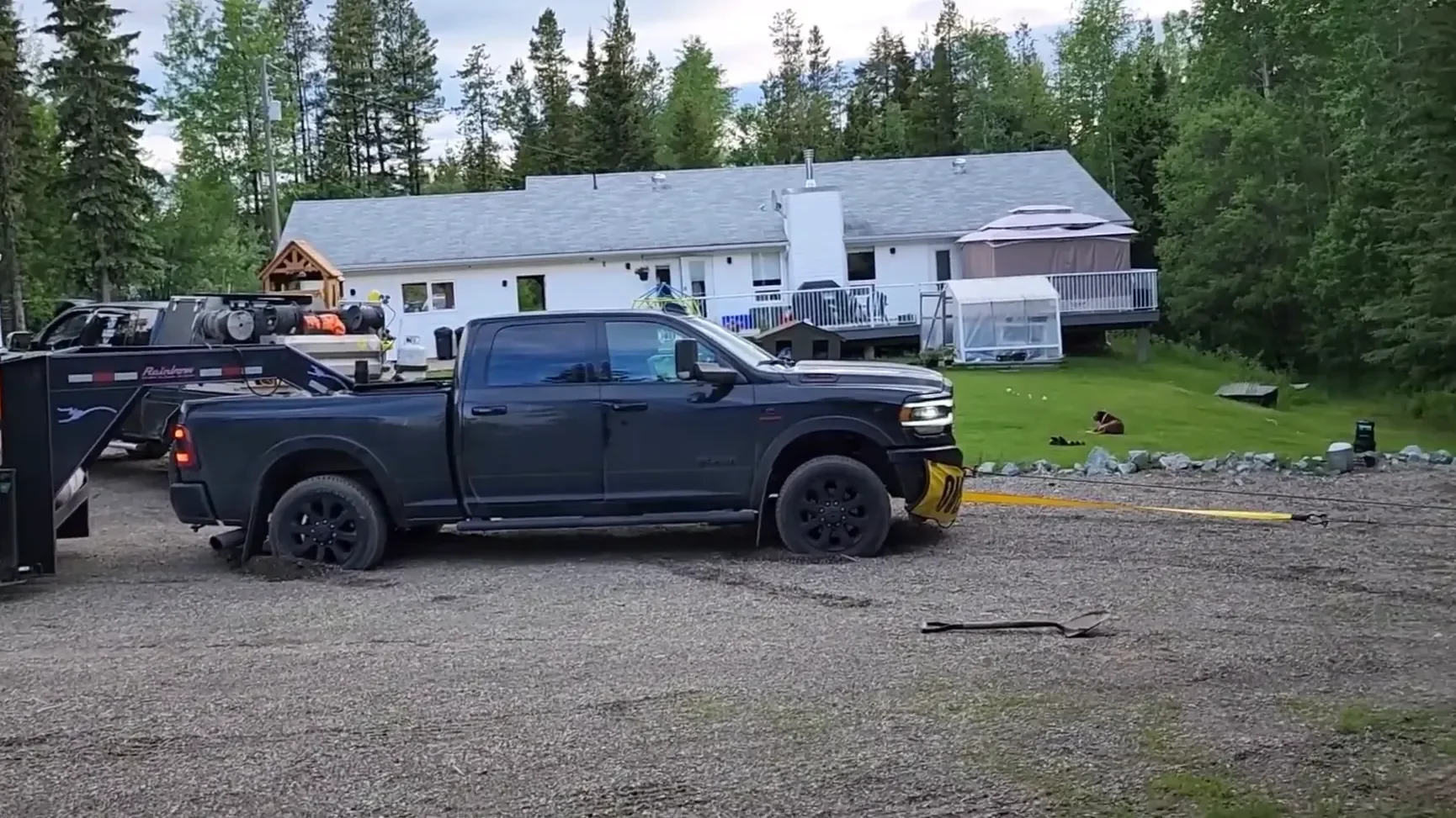Attempting to use a winch.
