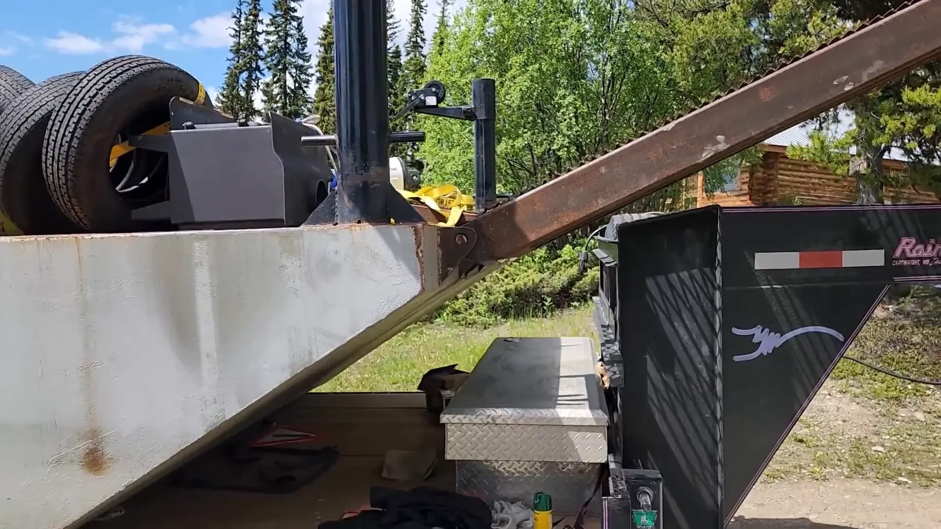 Using tools to fix the barge