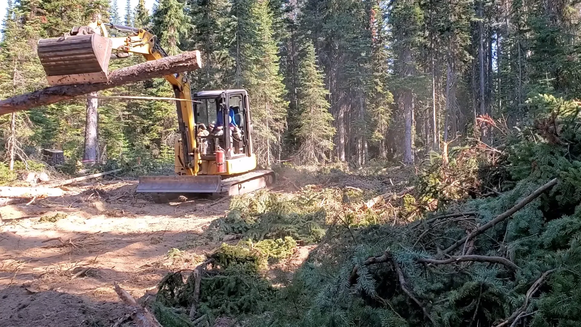 Woman operates heavy equipment - melodi operating the excavator