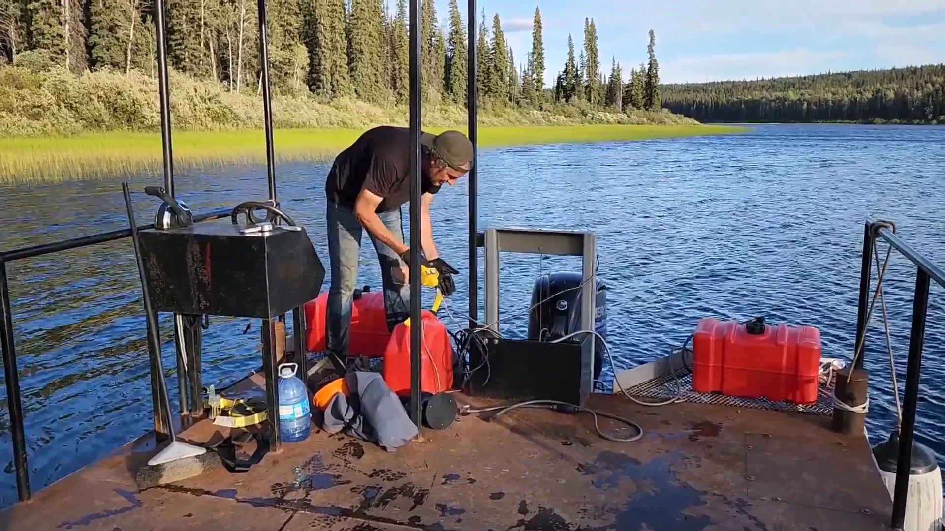 Shallow Water Stops our Barge during Passage | S1 Ep27 7 Shallow water stops barge passage - winch woes... Some mcguyvering required