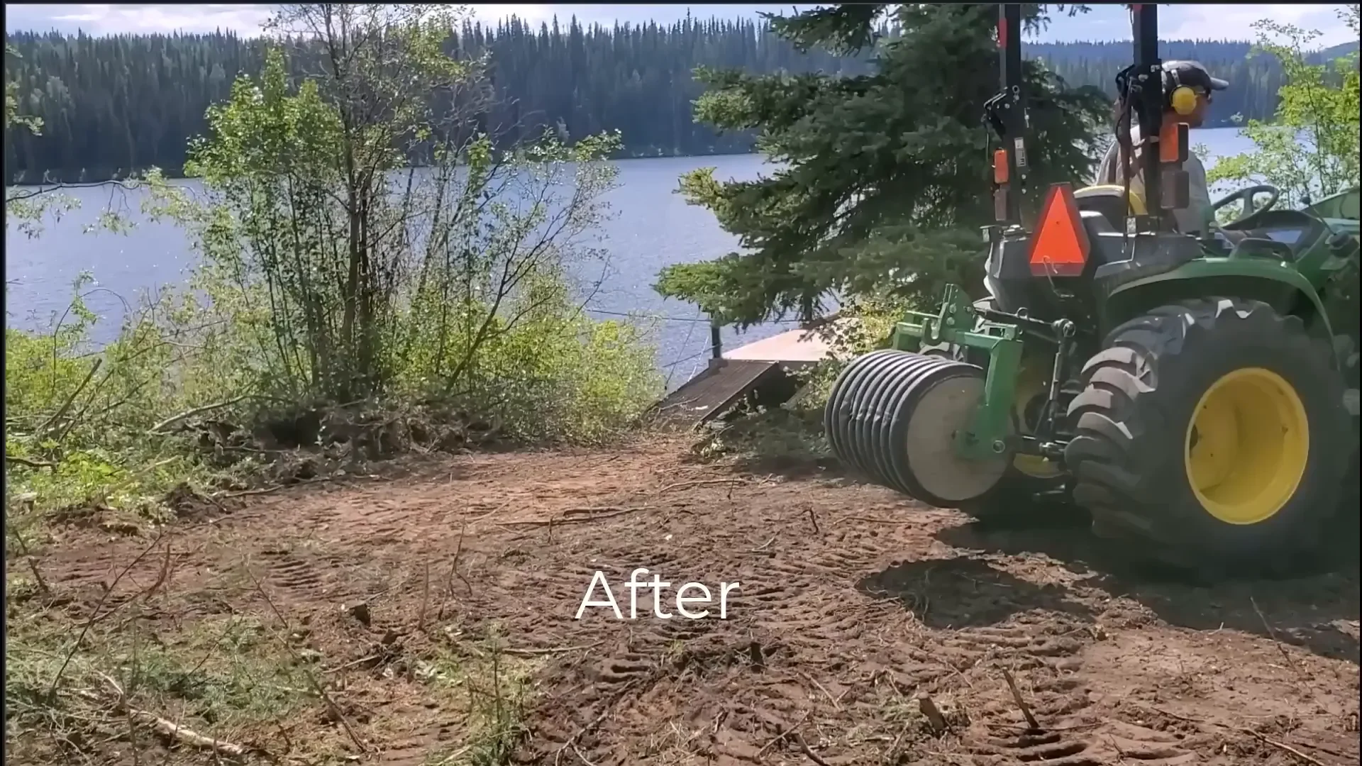 Clearing land lakeside cabin - before and after images of the site