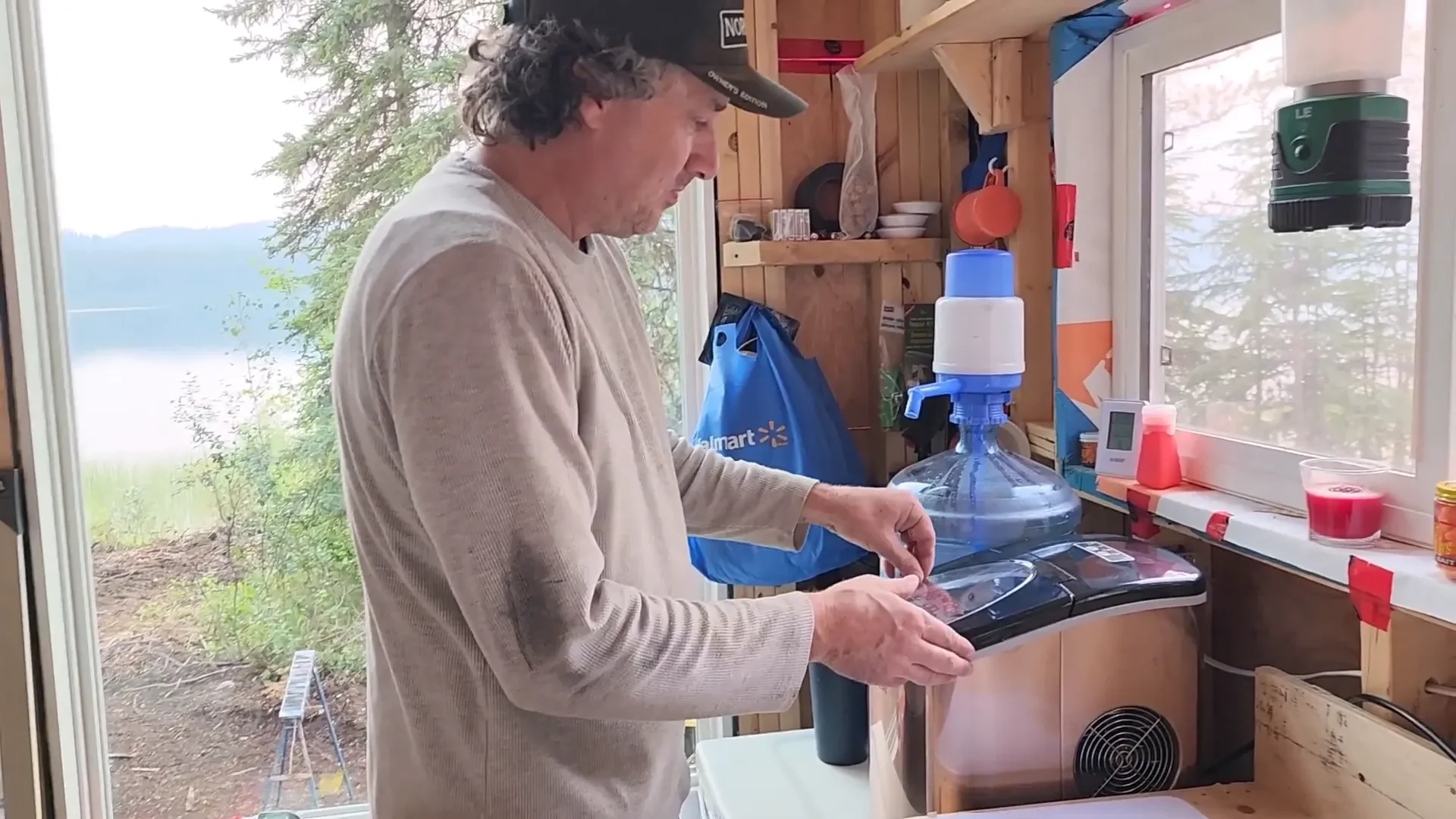 Wiring lake cabin private island - off grid ice machine!