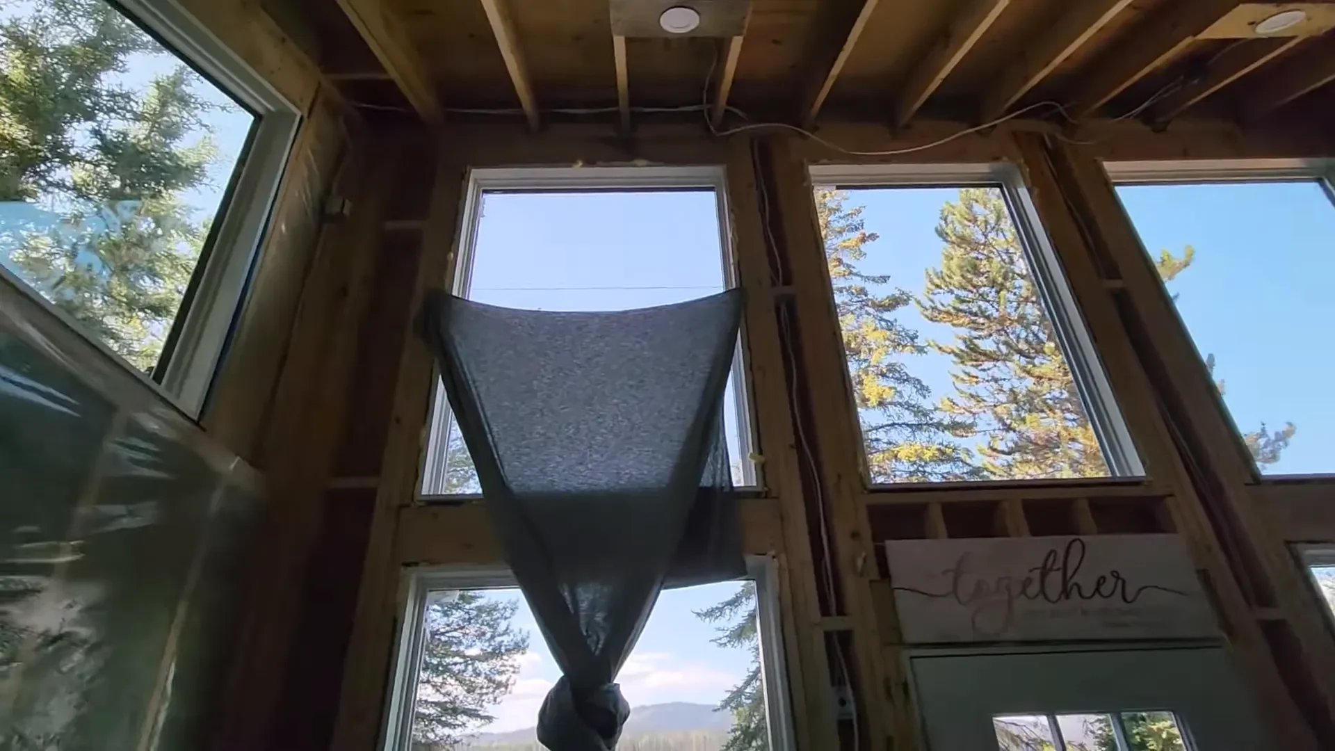 Admiring the view through the new window