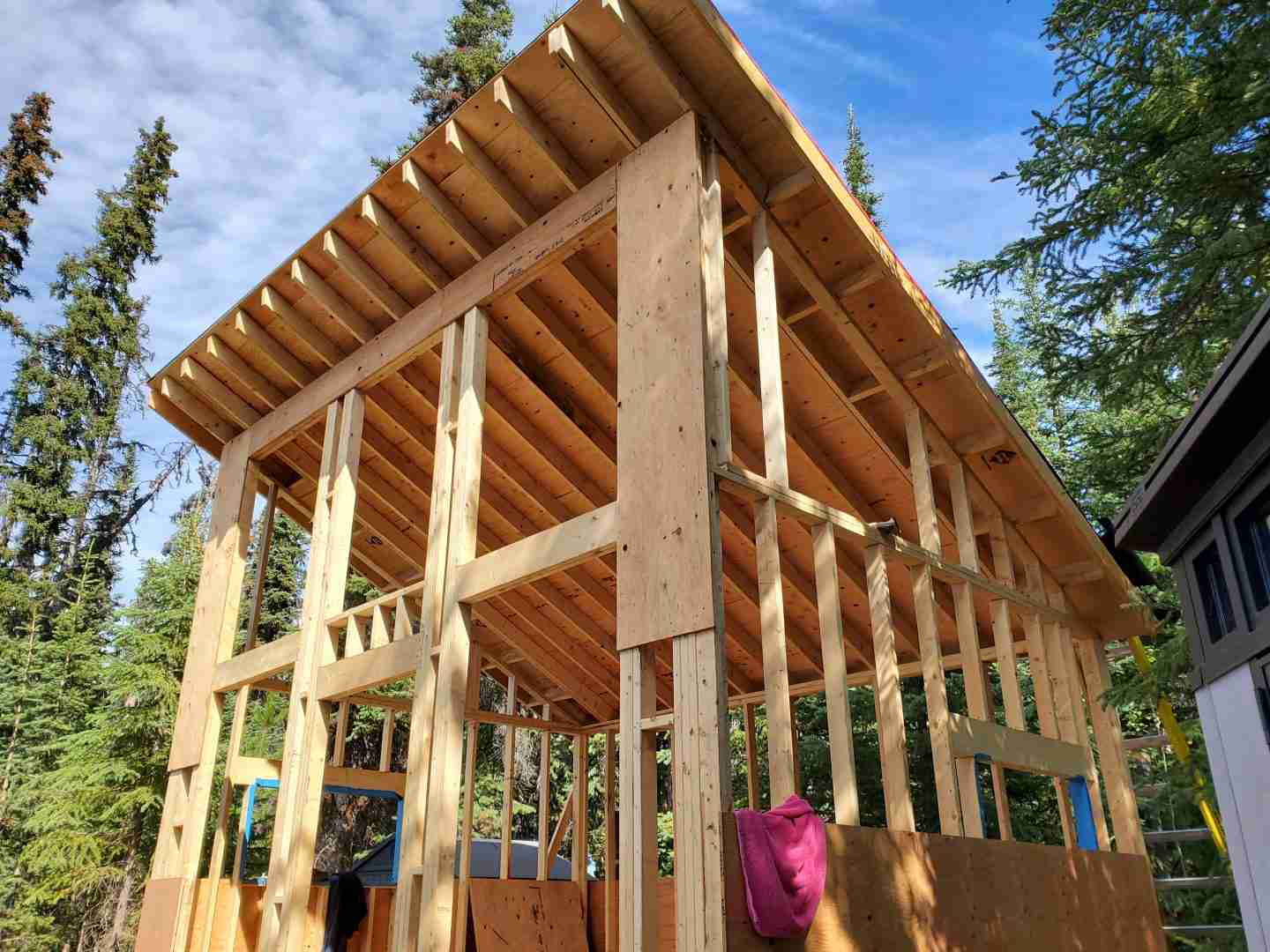 Another angle of the progress of the tiny cabin build at bird island