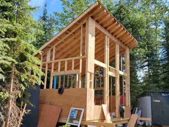 Unique tiny cabin under construction