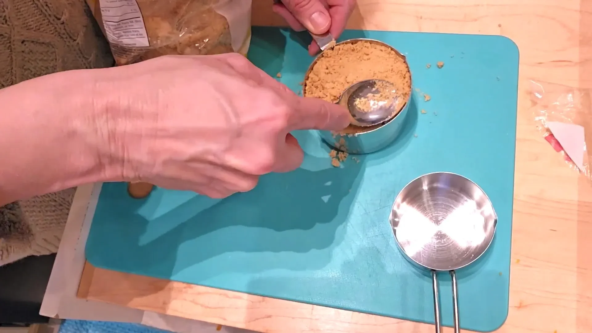 Mixing ingredients for the pumpkin pie