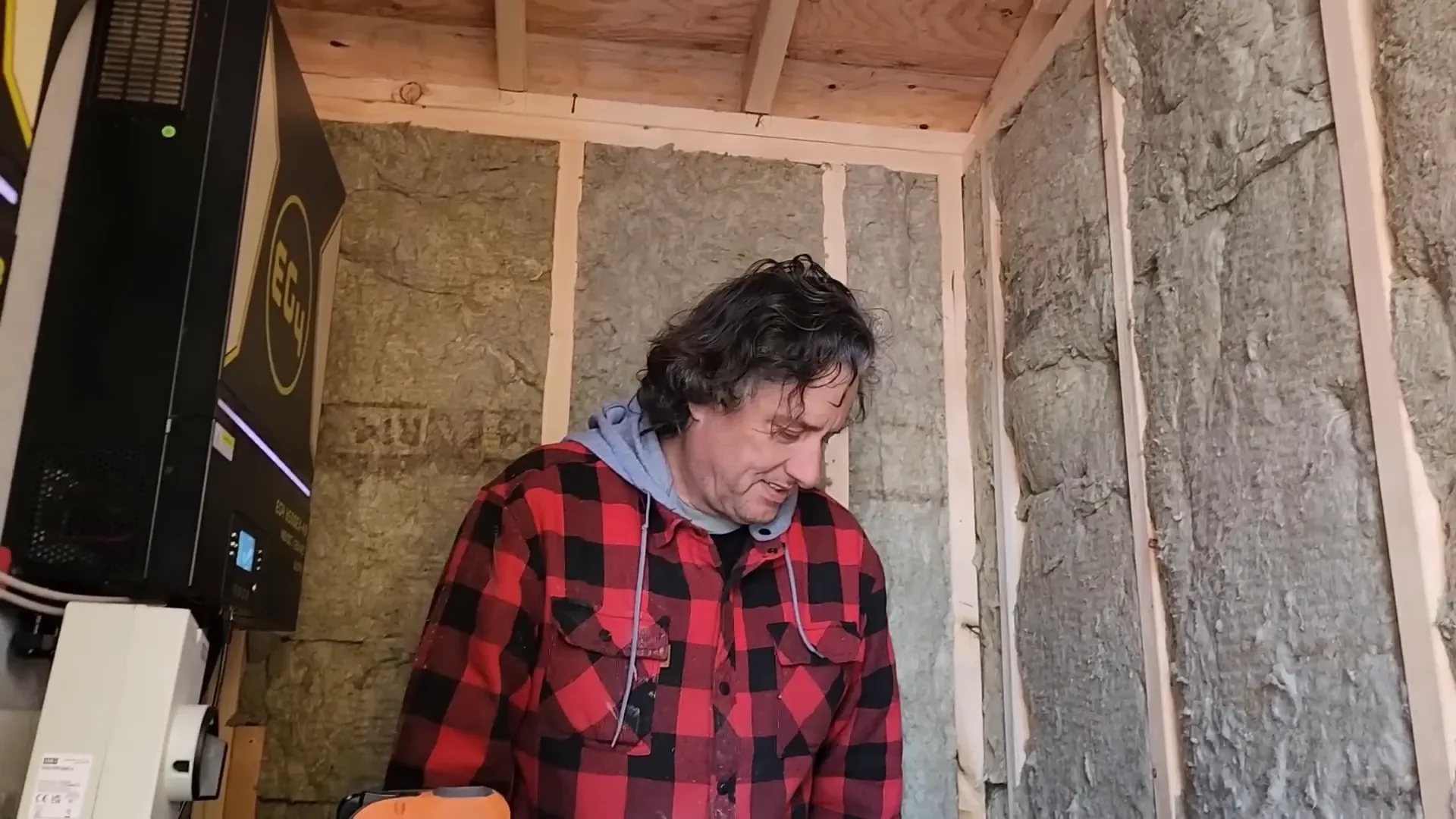 Ryan insulating the inverter room
