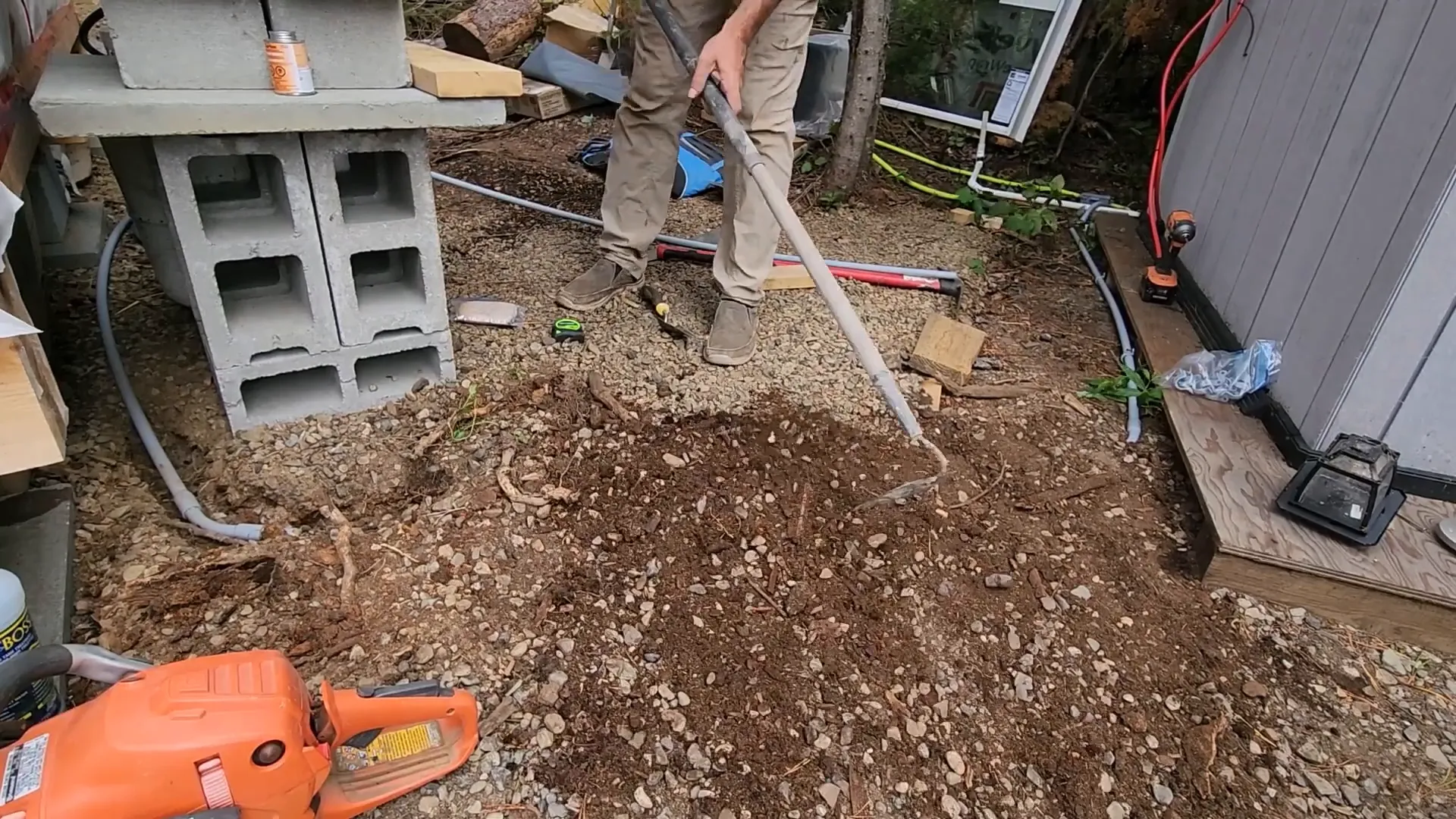 Burying lines for the toilet