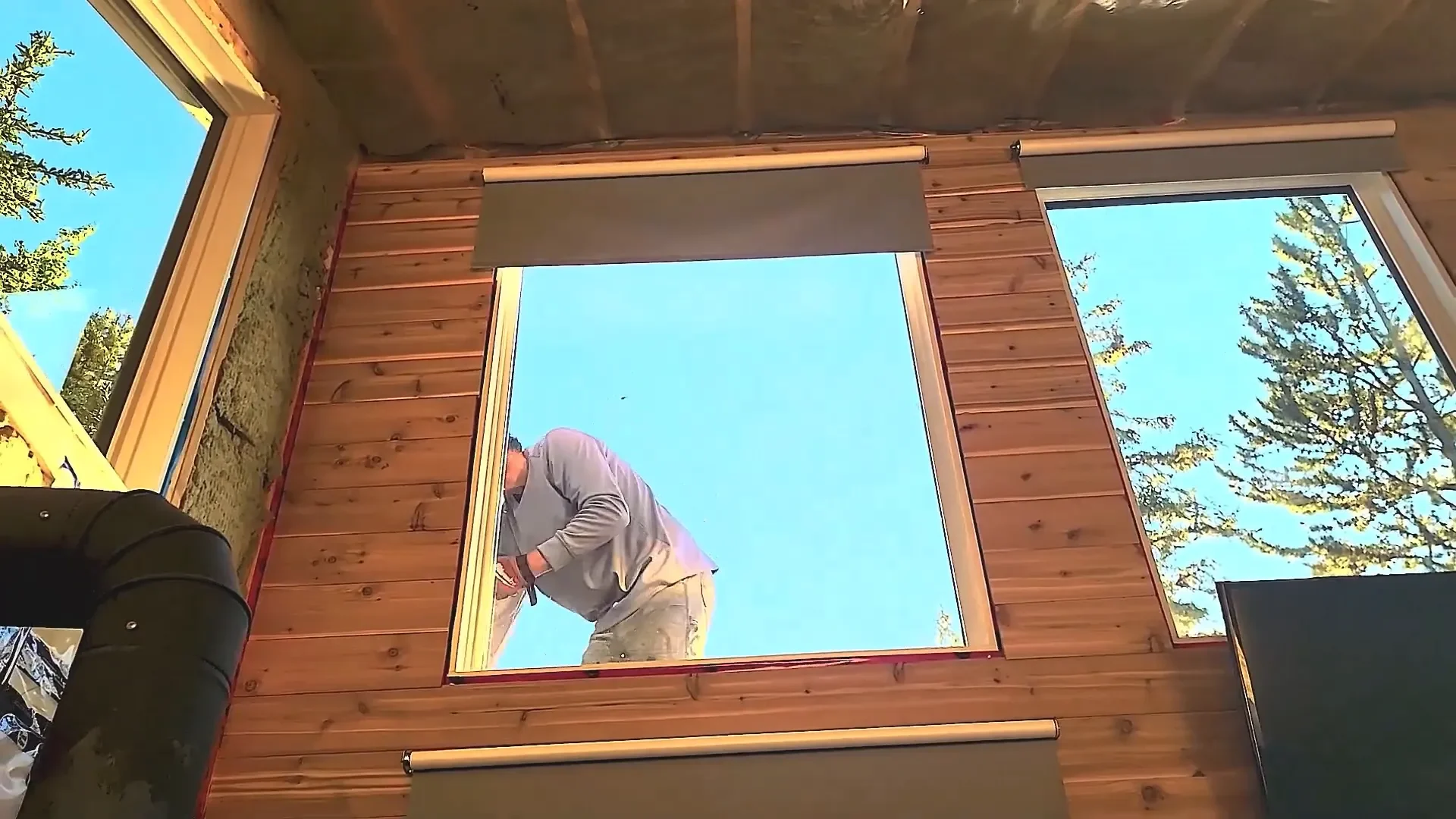 Transforming Our Tiny Cabin! See Our Stunning Cedar Ceiling | S3 Ep9 2 Installing cedar ceiling tiny cabin - custom scaffolding!