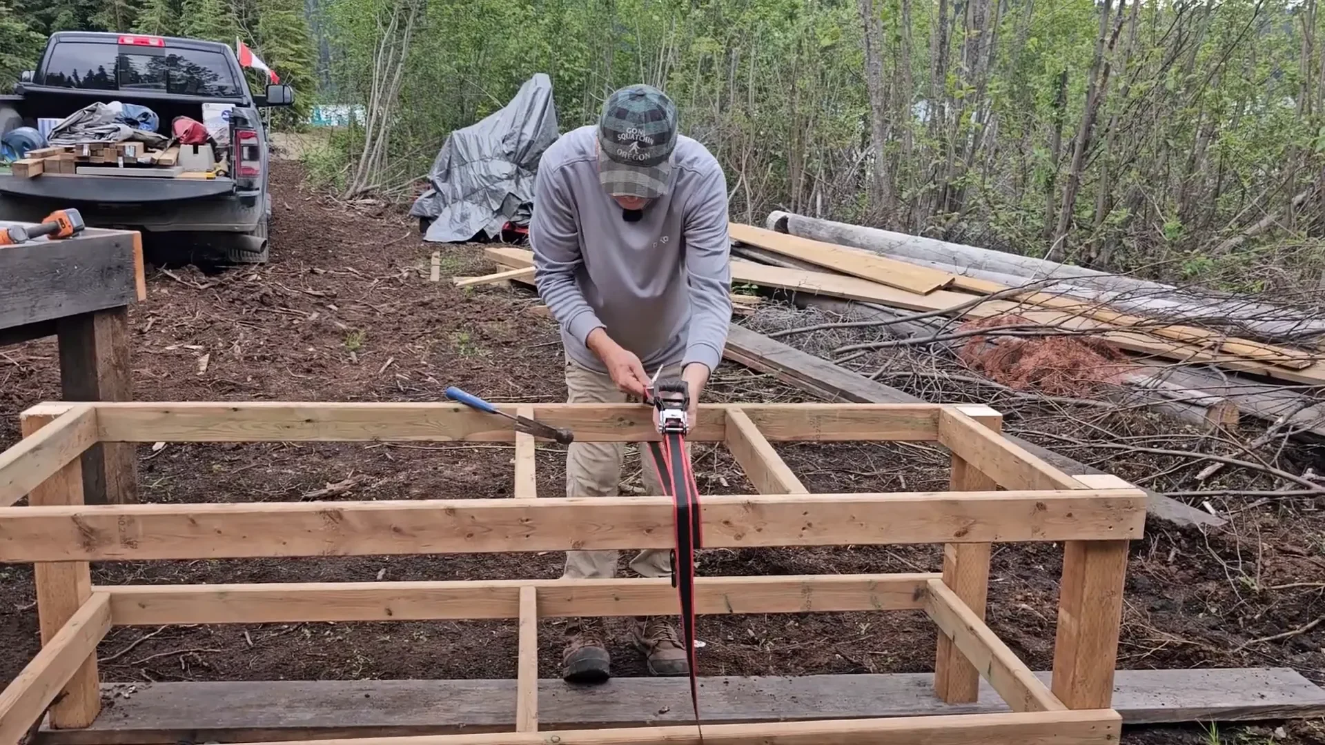 Diy bucket garden setup - preparing slat tops