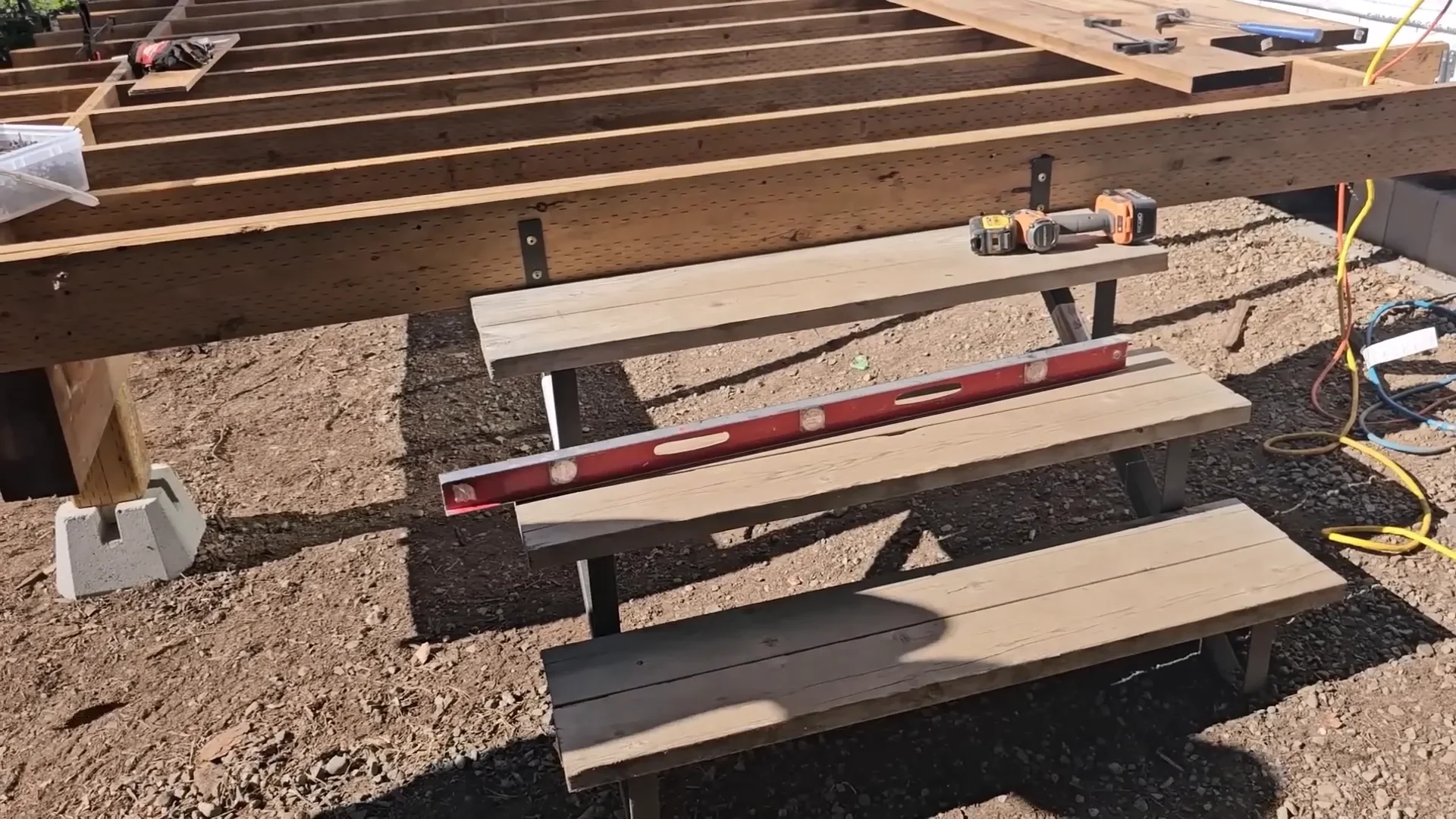 Tiny cabin deck - adding stairs down to the birdbath