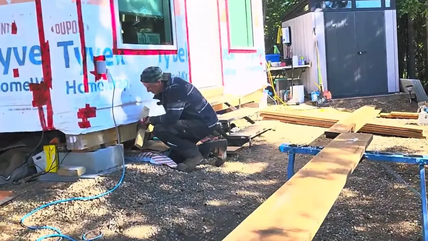 Drone tour private island - prepping the cabin for the ledger board