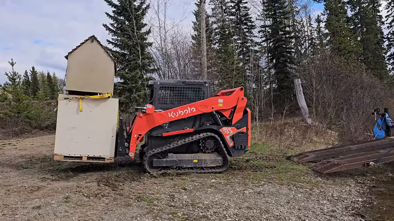 Off grid life: wilderness island history revealed — as told by one of its first children s4 ep2 - pepper the kubota track loader assisting on the barge