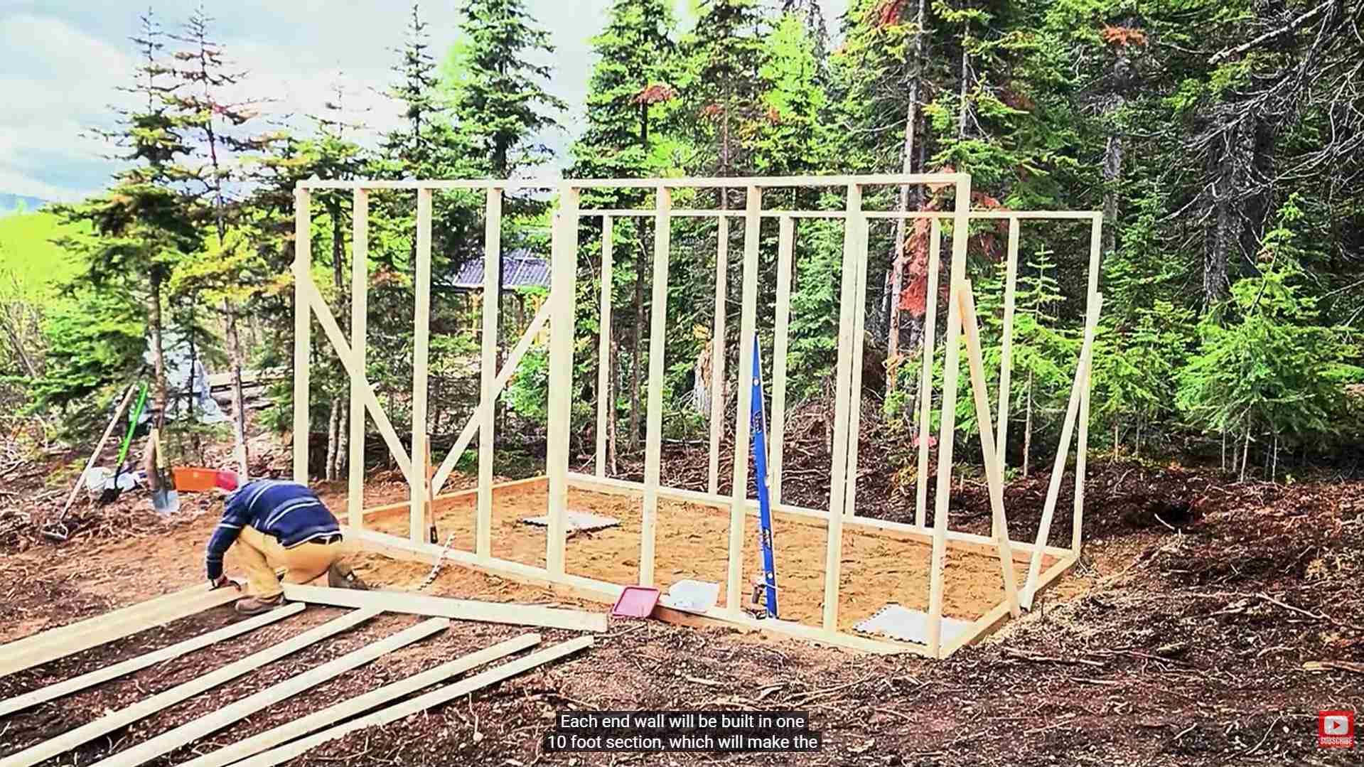 Greenhouse wall framing - my wild holm - off grid wilderness living on a private island