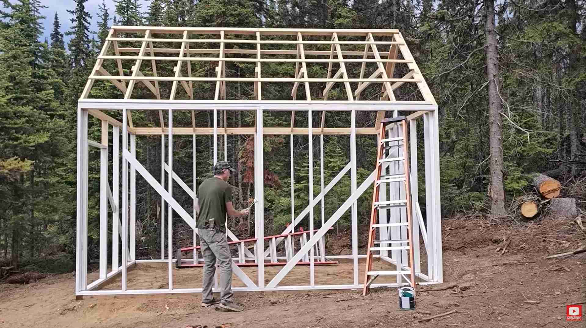Wooden greenhouse frame construction - my wild holm - off grid wilderness living on a private island
