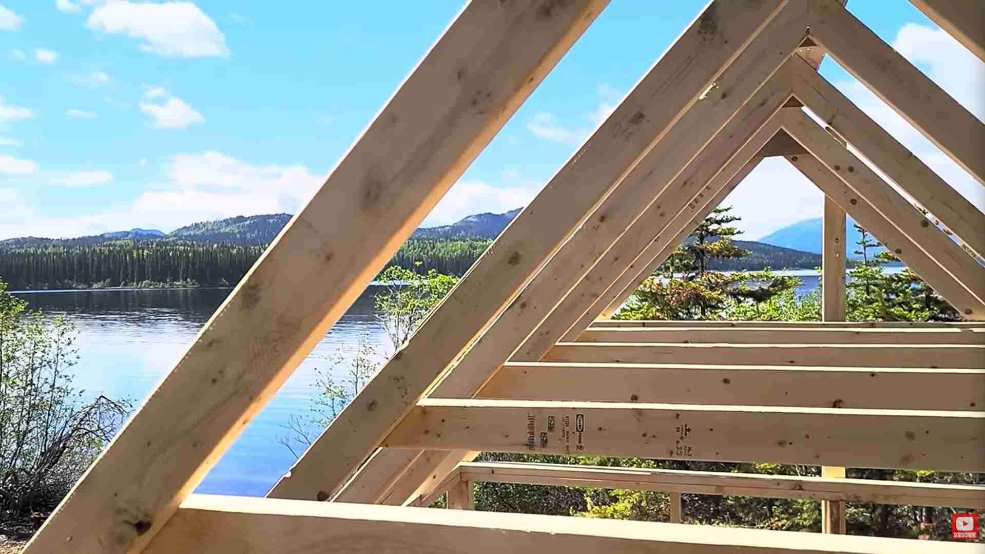 Wooden rafters lake view - my wild holm - off grid wilderness living on a private island