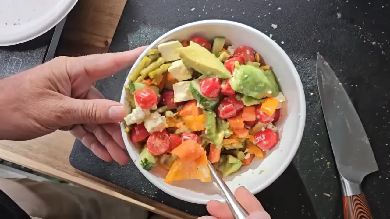 Off Grid Island Life After the Accident: Bonfire Cleanup, Winter-Proofing Solar –My Wild Holm S3Ep33 2 Off grid island life after the accident - a colorful salad and smoothie prepared in the cabin