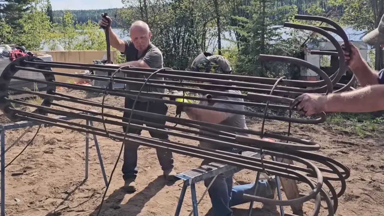 Welding solar tracker anchor frame - my wild holm - off grid wilderness living on a private island